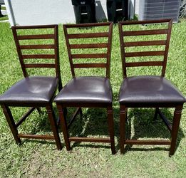 3 Brown Faux Leather Bar Stools for Sale
