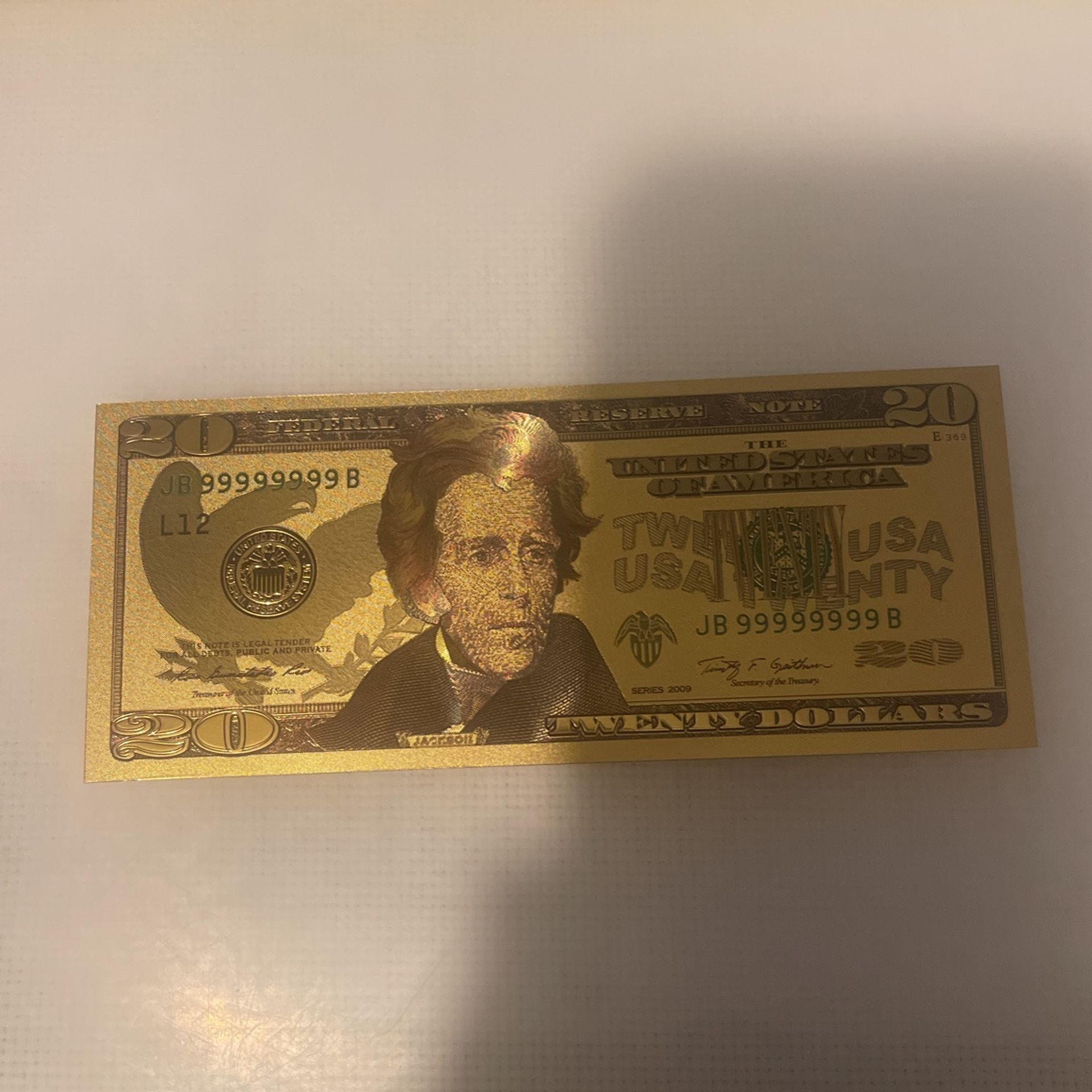 Money Gold Foil Plated $20 Dollar Bill