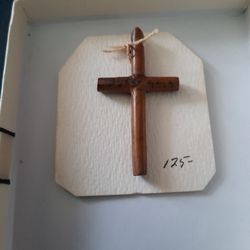 Antique Olive Wood Cross From Jerusalem 