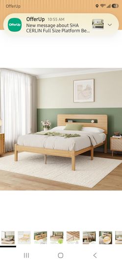 ZIYOO Solid Bamboo Wood Full Size Bed Frame with Storage Headboard, 14 inch Platform Bed Frame Full No Box Spring Needed with Steel Slats, Sturdy and