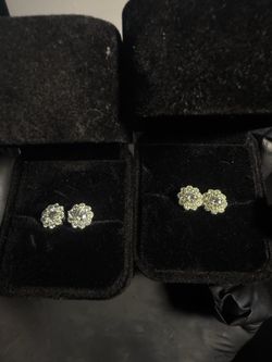 Floral cluster men’s Moissanite earrings