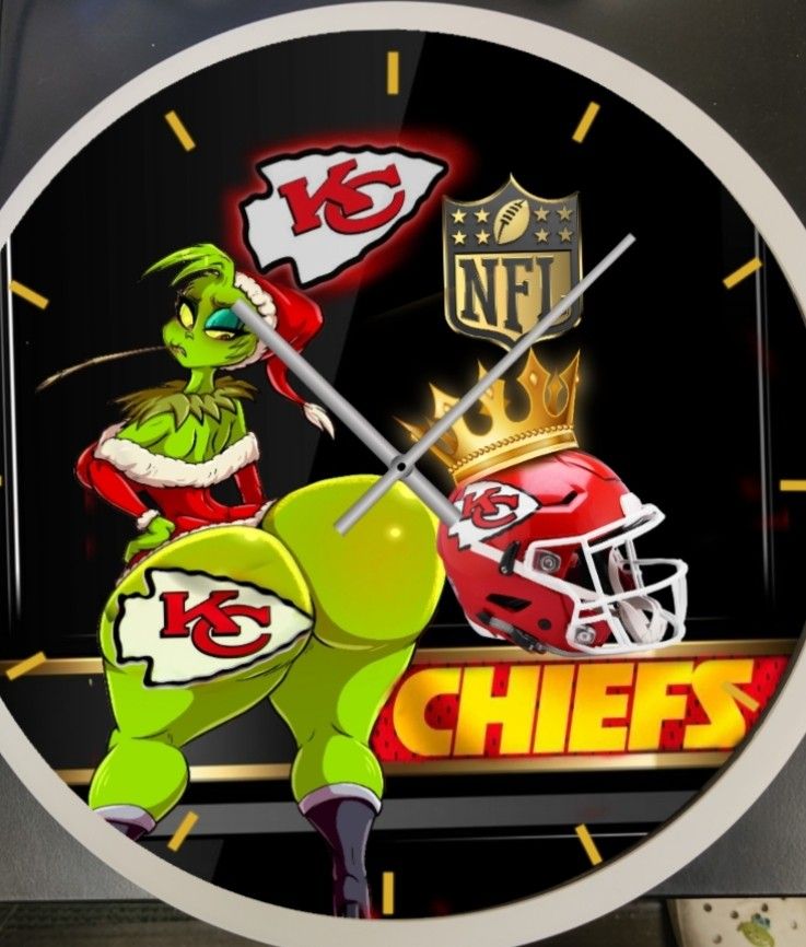 Kansas City Chiefs Naughty Grinch Clock