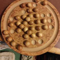 Vintage Burl Wood Solitaire Game 