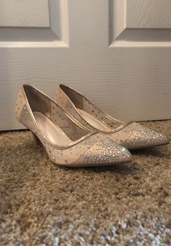 Champagne heels with rhinestones