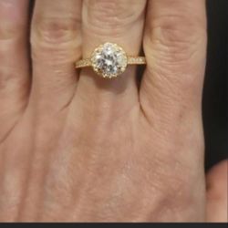 Moissanite Halo Engagement Ring 