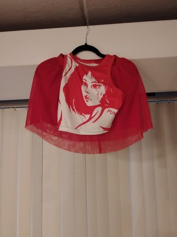 Punk Tank Top With Red Skirt ,Small Size