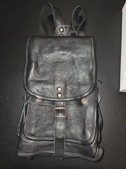 The Cottage" Leather Mini Backpack - Black