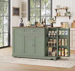 Kitchen Island Cart with Storage, 47'' Kitchen Storage Island on Wheels with 2 Drawers, Rolling Island Table with, Customized