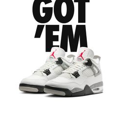 Jordan 4 White Cement 6.5 Youth & size 9  Men’s 