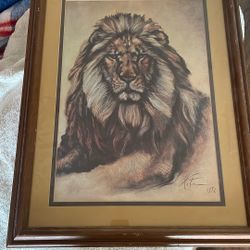 Framed Art Print Of A Lion By Martin Karin