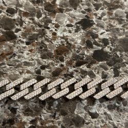 925 Sterling Silver Moissanite Cuban Link Bracelet 