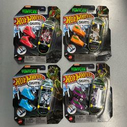 Teenage Mutant Ninja Turtles Hot Wheels Skateboard Fingerboard Complete Set Of 4