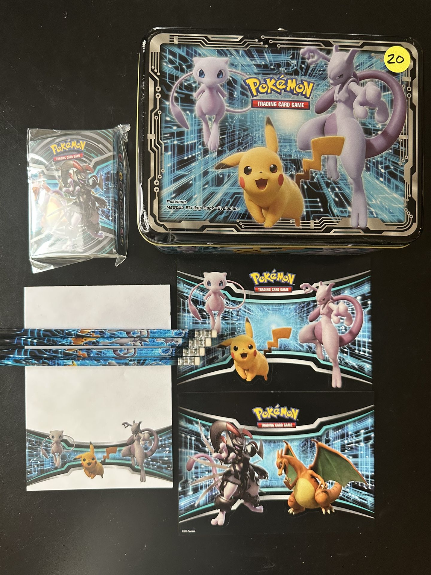 Pokemon 2019 Collector's Tin Lunch Box Pikachu Project Armored Mewtwo !NO CARDS!
