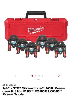 Milwaukee M18 FORCELOGIC 1/4" - 7/8" Streamline ACR Press Jaw Kit (6)  (Model 49-16-2661M)