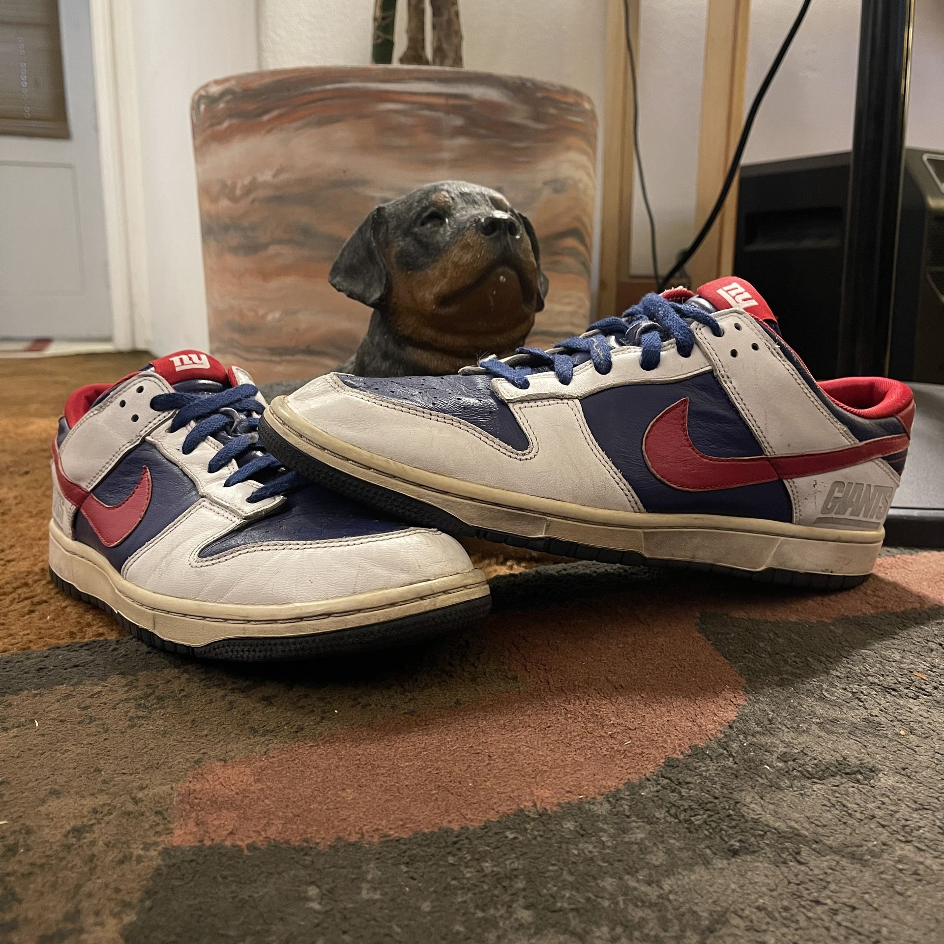 Nike ID NFL New York Giants Dunk Low Size White Blue Red