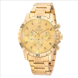 Montres Prestige Men's MPW-0329 Gold Tone Watch New With Box 44mm