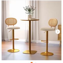 Gold Low Back Metal Bar Stool Counter Stool with Velvet Cushion Seat (Set of 2)