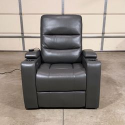 New Leather Power Recliner Chair with Power Headrest, Massage, Heat (Can Deliver)