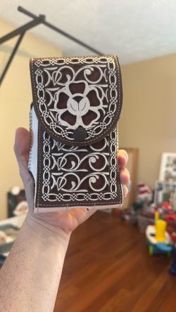 Handcrafted Leather Phone Holster with Celtic Design