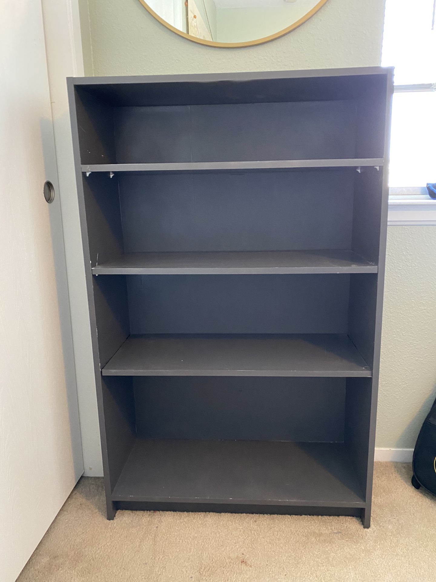 Gray bookshelf