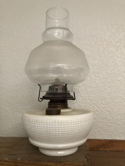 Antique Milk Glass Oil Lamp (Small)