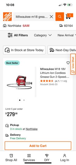 Milwaukee M18 Cordless 2 Speed Grease Gun Tool Only New 