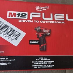 M12 FUEL SURGE 12V Lithium-Ion Brushless Cordless 1/4 in. Hex Impact Driver Compact Kit