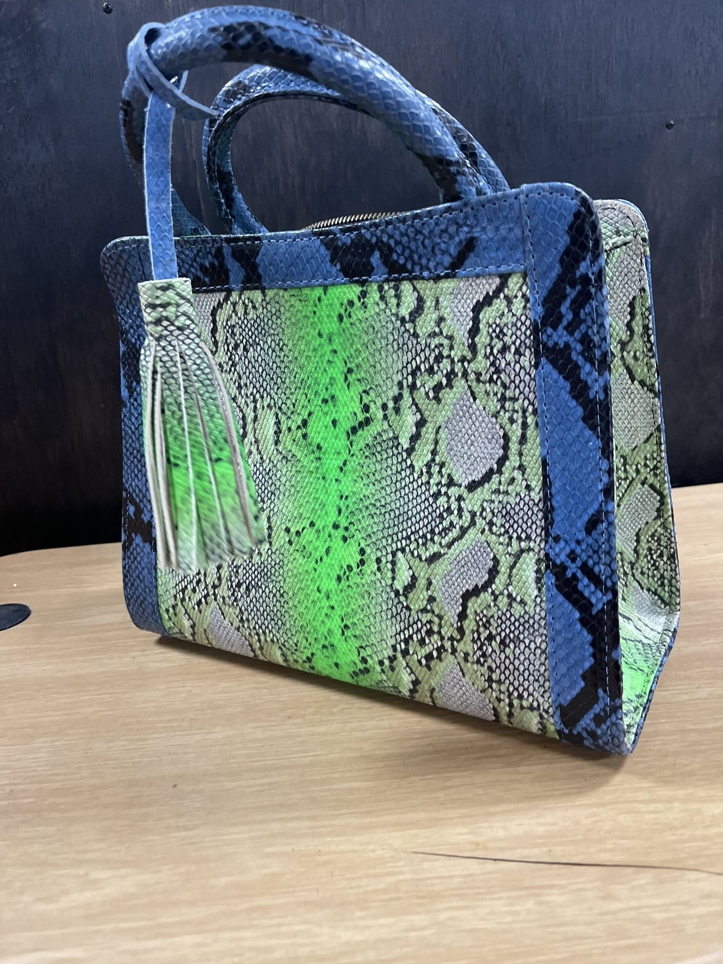 Lola Adeoti Green/Yellow Snake Skin Women’s Tote 