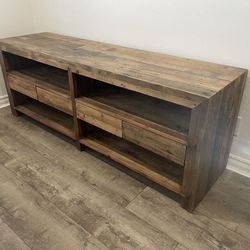 West Elm Reclaimed Wood tv stand console table with 4 shelves (70" x  19" x 26"). In Excellent Condition.  