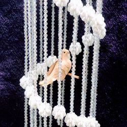 White Plastic Chimes With Little Bird