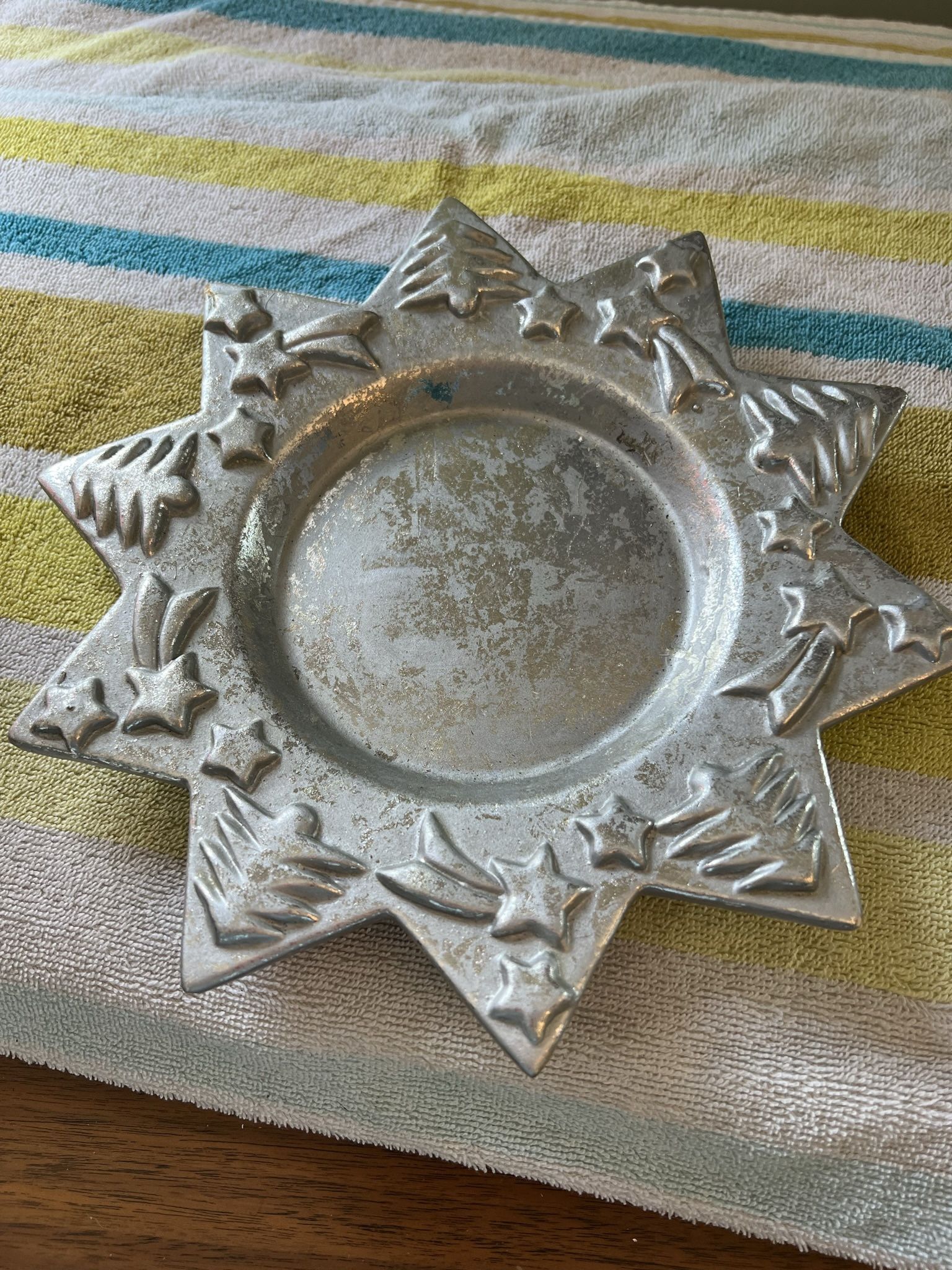 Silver Christmas Pillar Candle Holder