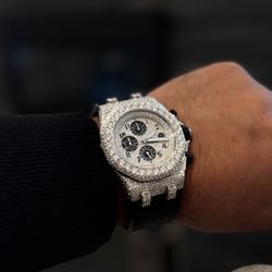 Iced Out Watch – VVS Moissanite Stones – Diamond Tester Certified