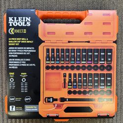 Klein Tools 65148HD KNECT Deep-Well and Shallow Impact Socket Set, 3/8-Inch Drive, SAE and Metric, 44-Piece Tool Set, Impact Driver, Swivel Adapter, W
