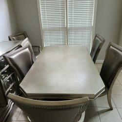 6 Chair Dining Table & Buffet Station W/Mirror MOVING MUST GO!!!