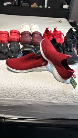 Sketchers Memory Foam Red Slip On Shoes