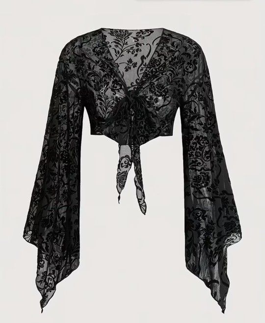 Plus Size Mesh Top/cardigan