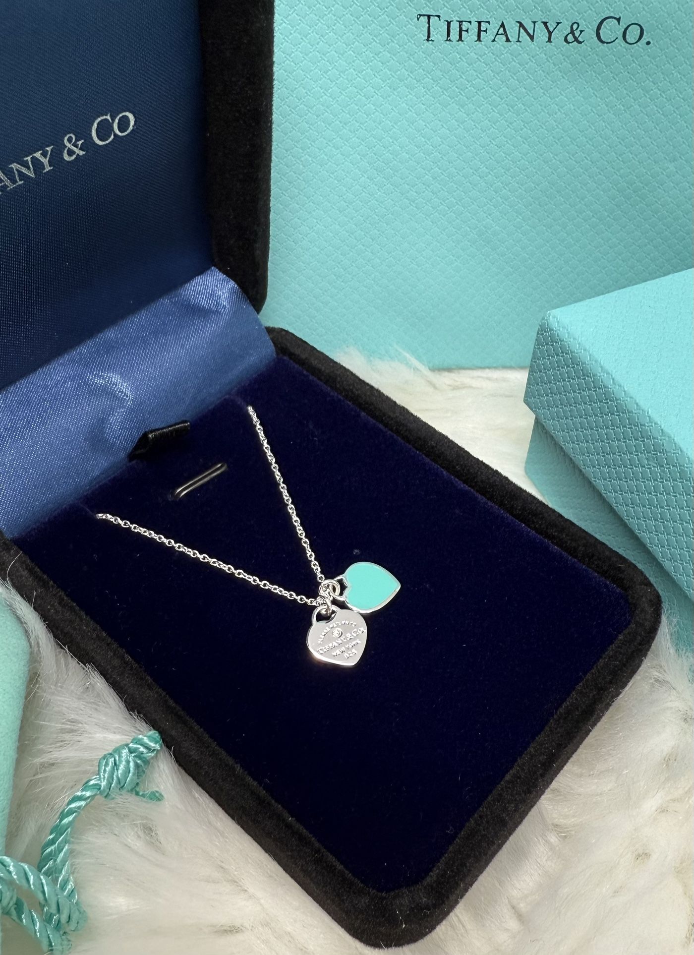 Heart Pendant in Silver, Tiffany Blue® with a Diamond, Mini