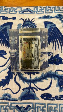 The Shrinking Dollar in Lucite Holder for Office or Desk Square Paperweight 1963