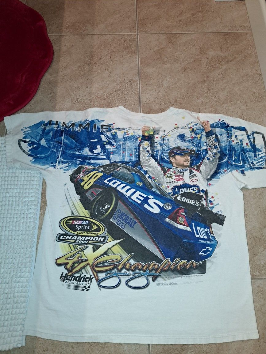 Jimmie Johnson Champion All over Print Double Sided Nascar T shirt XL