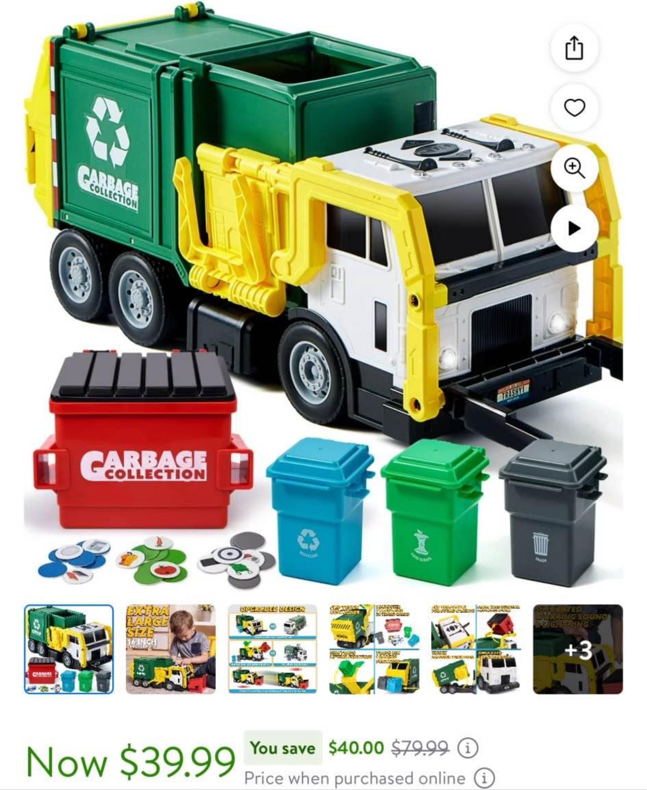 Toy Garbage Truck Can Lifter