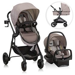 Evenflo Pivot Modular Travel System with LiteMax Infant Car Seat with Anti-Rebound Bar - Desert Tan