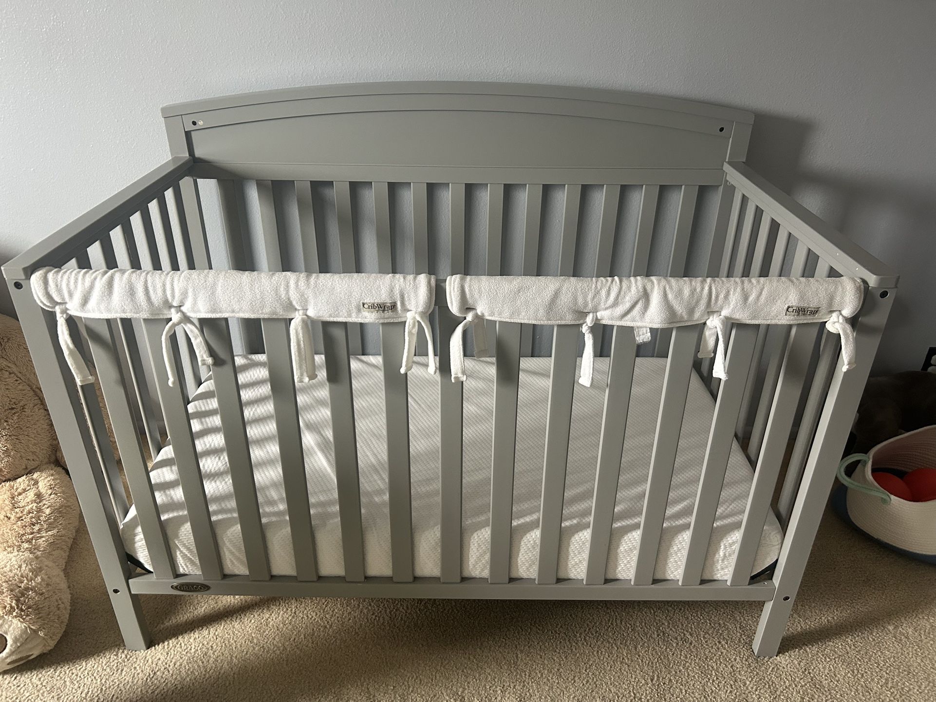 Graco Crib/ Youth Bed and Mattress and Mattress/All Wood Changing Table