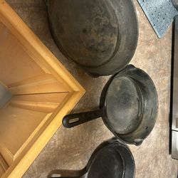 Three Cast-Iron Skillets All Of Them For $30