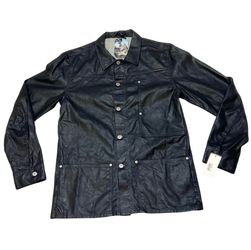 Nudie Jeans Co Waxed Coated Cotton Denim Work Jacket Mens Medium Black New