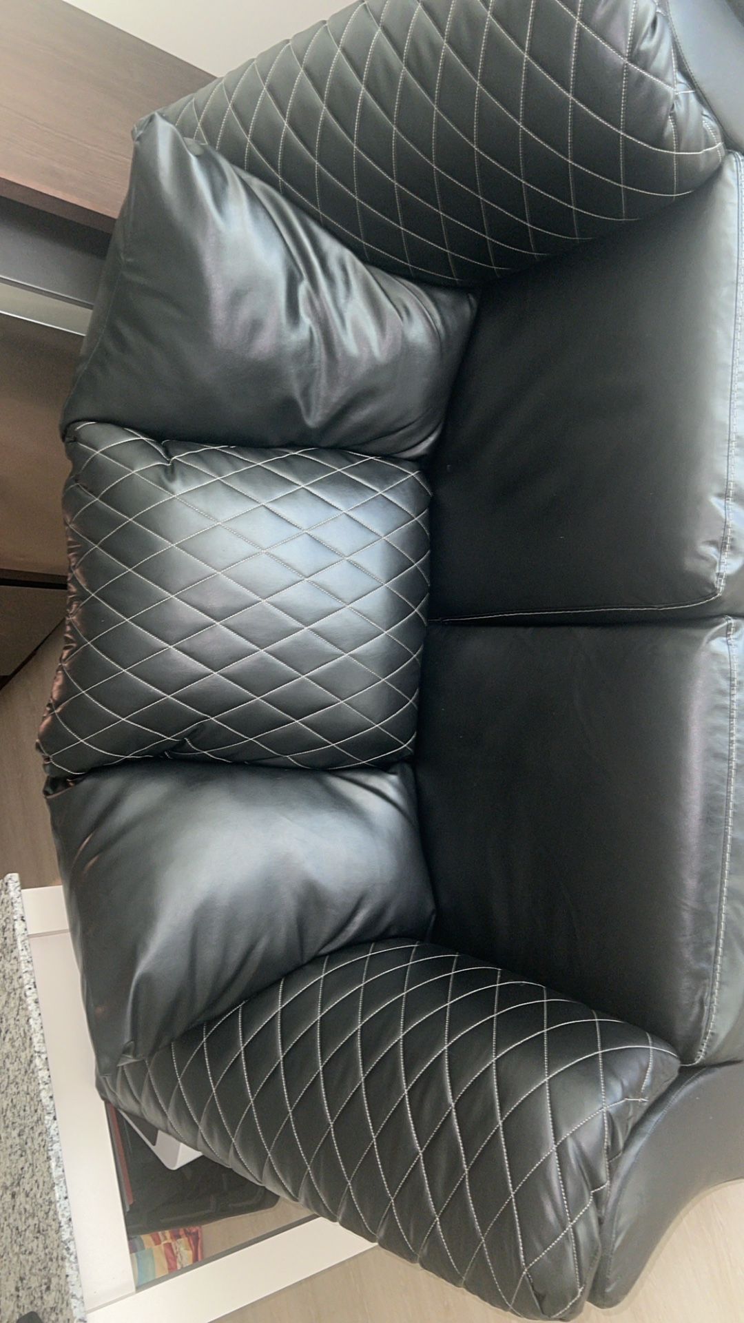 Black Leather 2 Piece Couch Set
