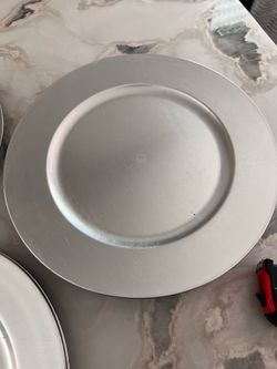 Silver color plastic charger