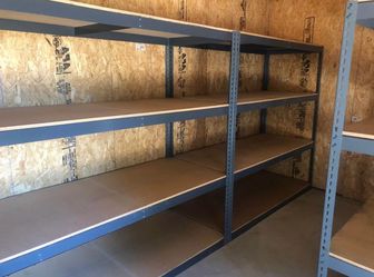 Shelving Container Shed Storage Room Shelves 96 in W x 24 in D Racks Similar To Uline Delivery Available