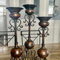 Metal Candlesticks Holders Set 3