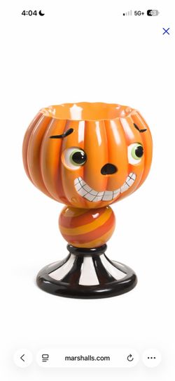 Halloween Pumpkin Candy Bowl on Pedestal
