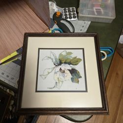 Crewl Embroidery Wall Hanging, White Magnolia 